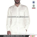 100%linen long sleeve khaki color shirts for men with spread collar and one pocket